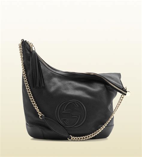 gucci soho chain-strap studded leather shoulder bag black|gucci medium soho chain tote.